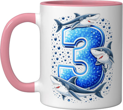 Taza Cerámica Cumpleaños Niño 3 Años Rosa/Blanco