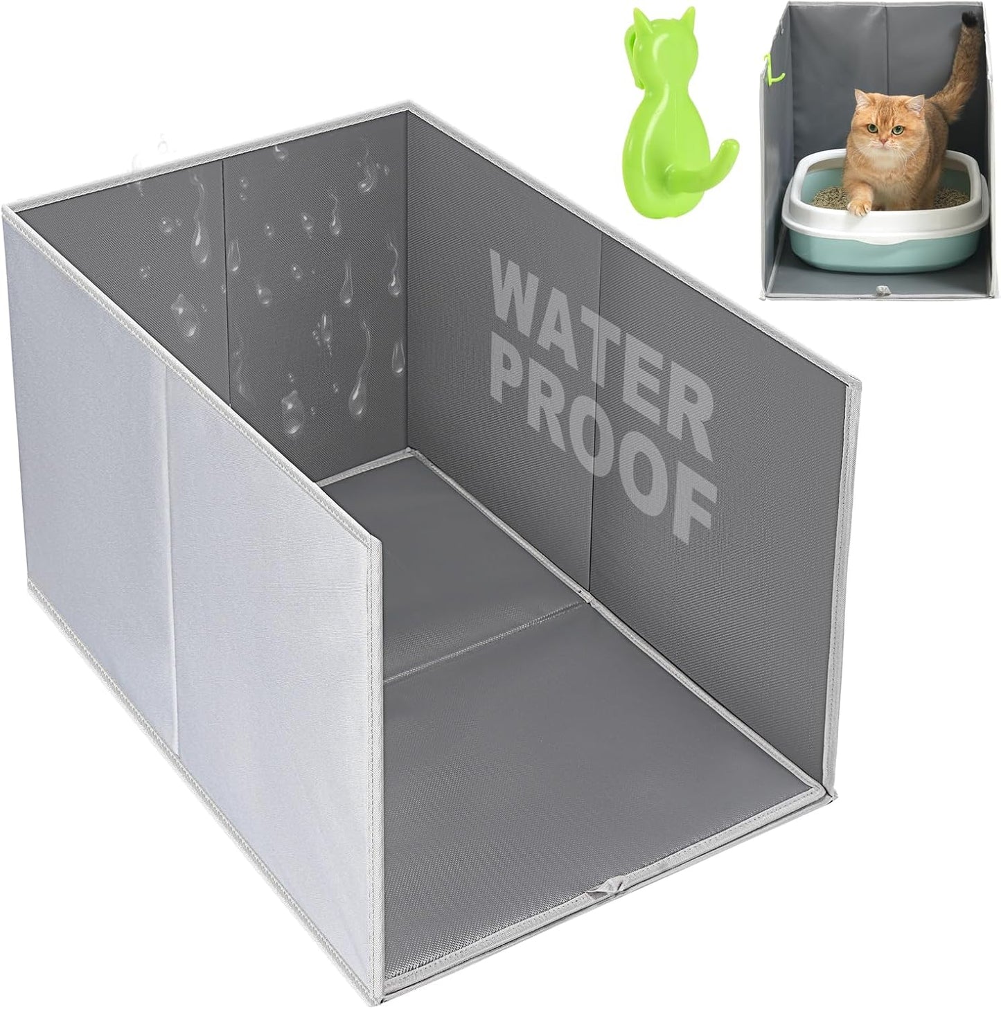 Caja arena gato extra grande 25x16.3pulg plegable impermeable gris