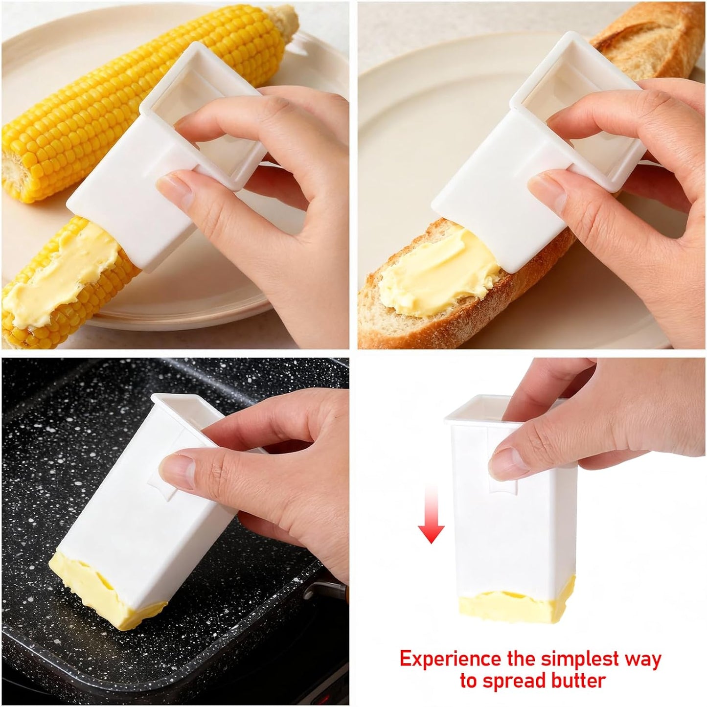 Paquete de 4 esparcidores de mantequilla de maíz con tapas y espátulas antiadherentes para cocina