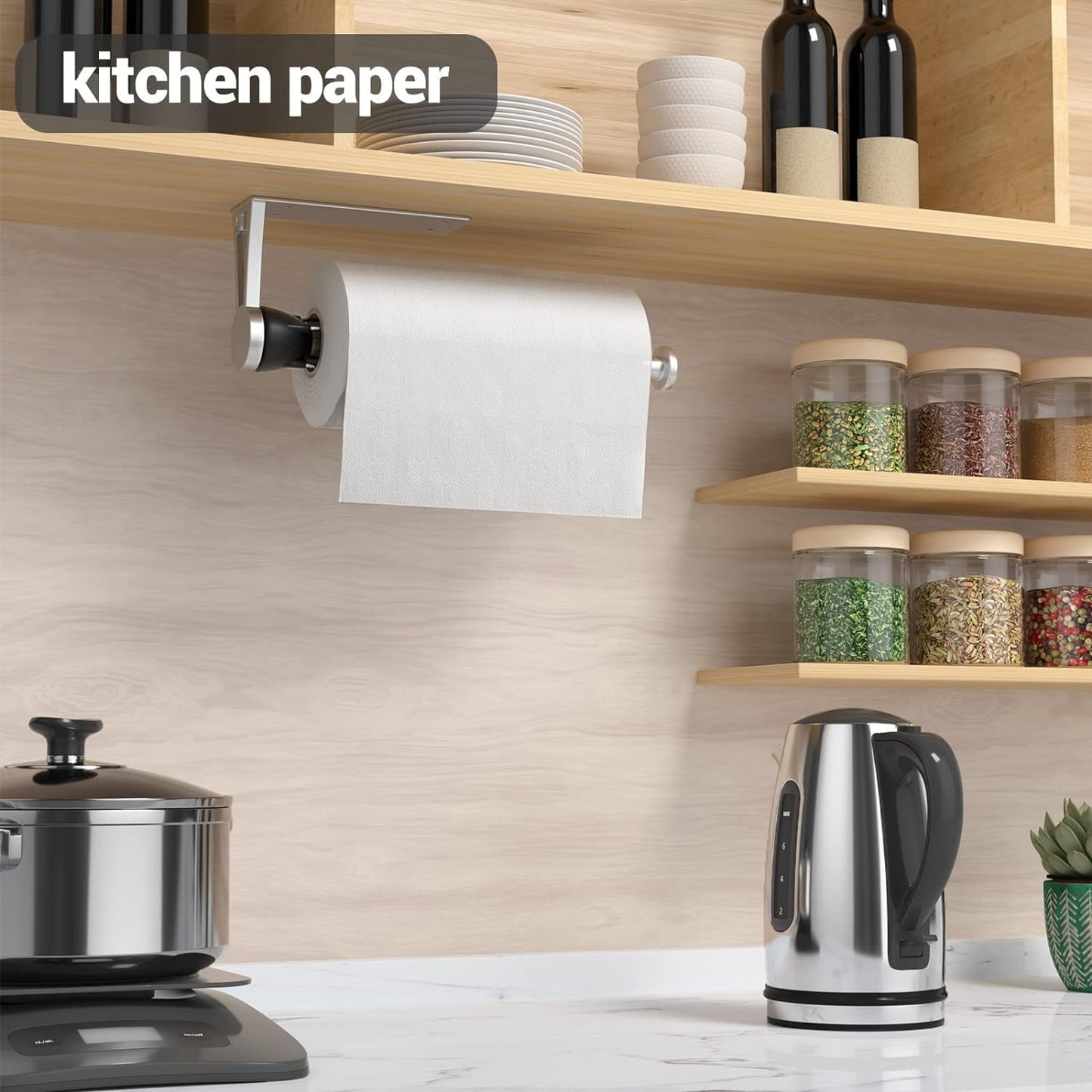 Soporte para toallas de papel con amortiguación para cocina y baño