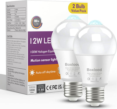 Bombilla sensor movimiento 12W A19 E26 5000K blanco frío