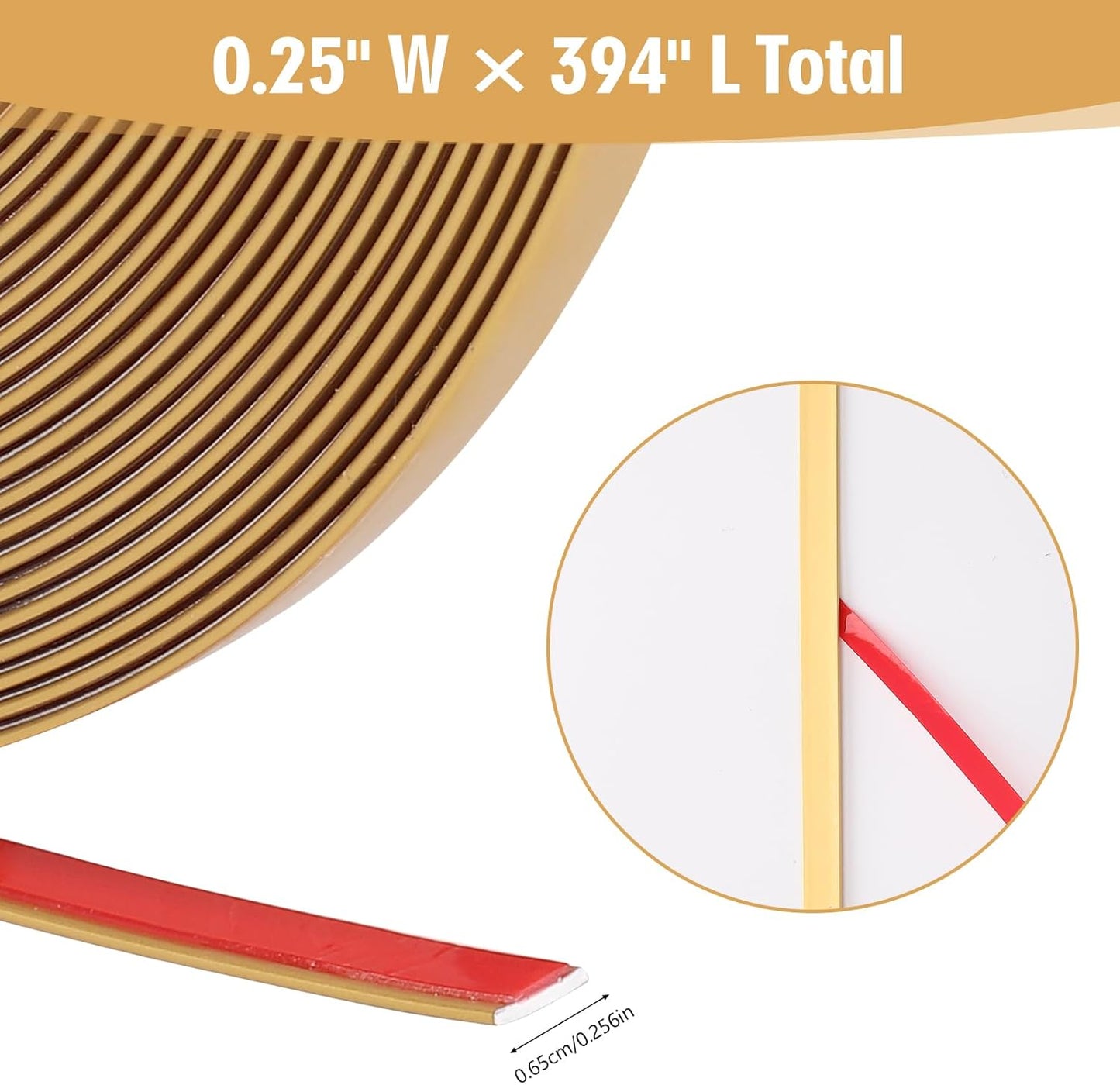 Cinta dorada autoadhesiva 0.25pulg 32pies para moldura y pared