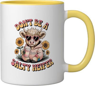 Taza Cerámica Bovino Amarillo/Blanco