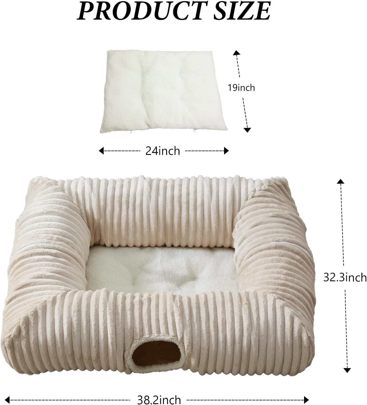 Cama túnel para gatos 4 vías con alfombrilla cálida y juguetes