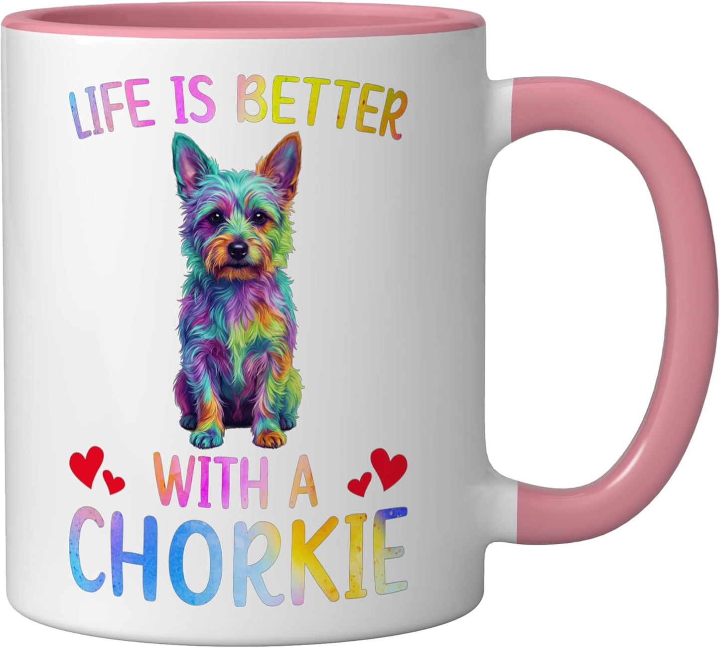 Taza Cerámica para Dueño de Chorkie Rosa/Blanca