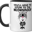 Taza de cerámica divertida con mensaje 'Habla con el gerente' negra/blanca