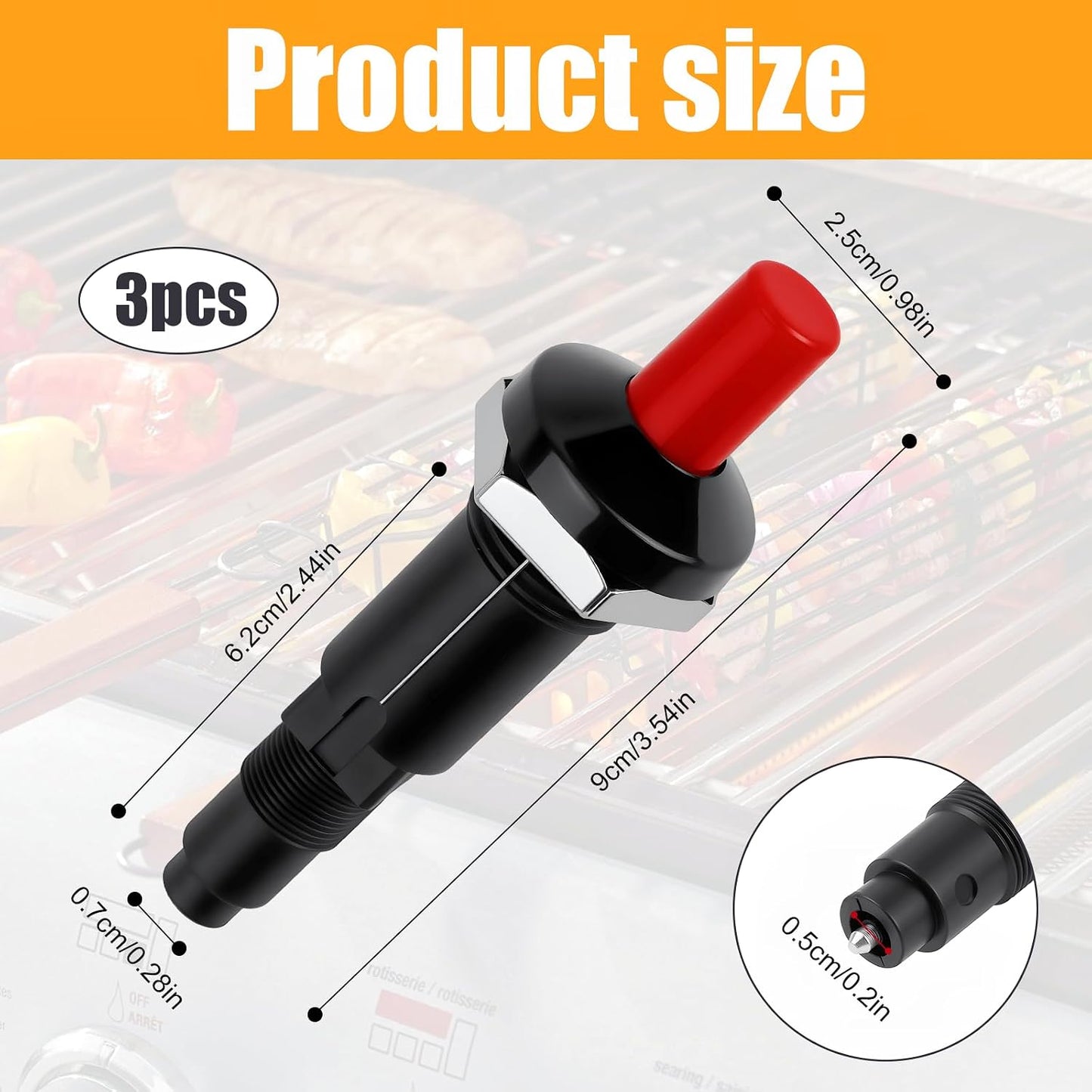 Encendedor piezo 3 pzas para parrilla chimenea gas horno
