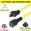 Cable extensión Nema 6-20 6.6 pies macho a hembra 20A