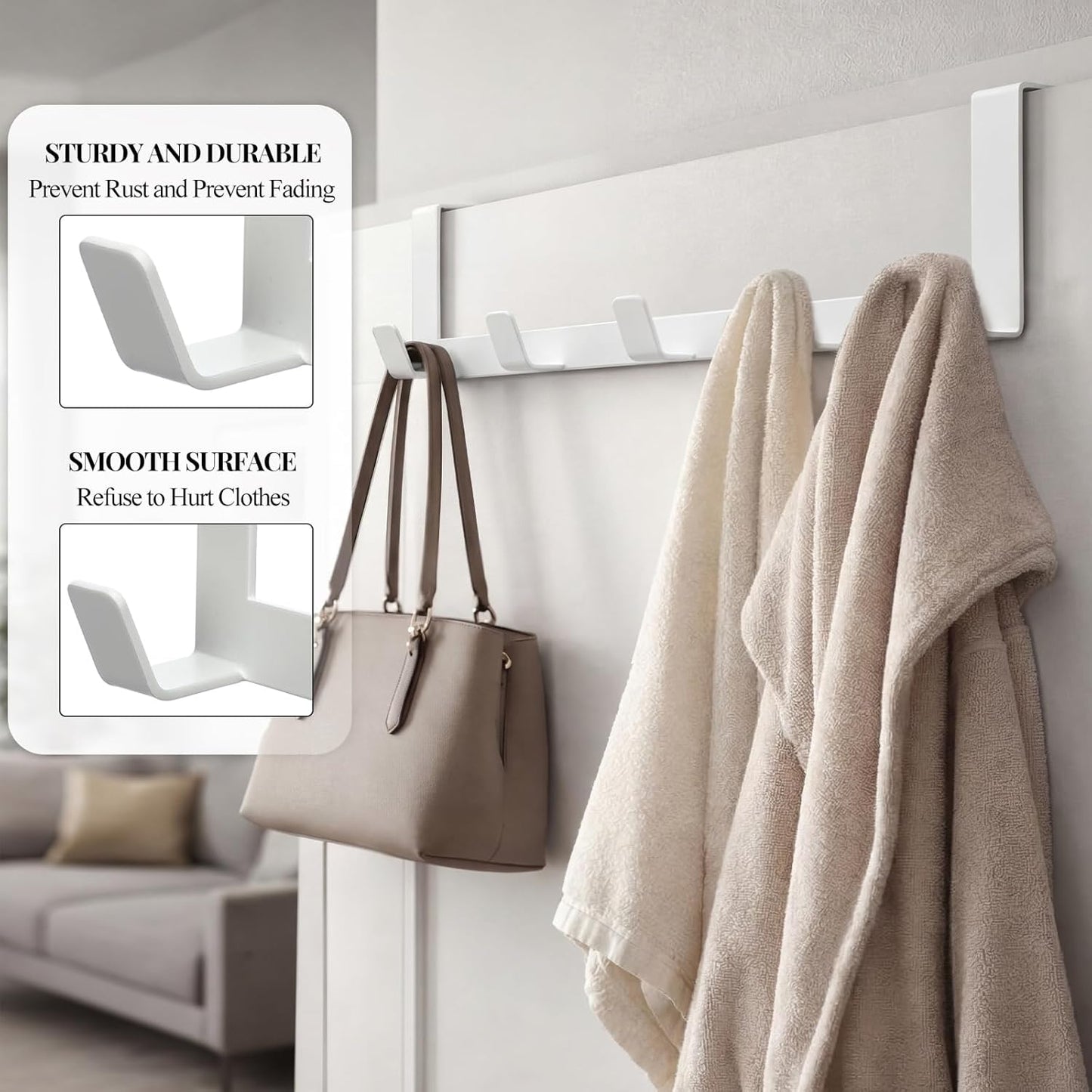 Ganchos puerta 1-3/8pulg perchero dormitorio baño