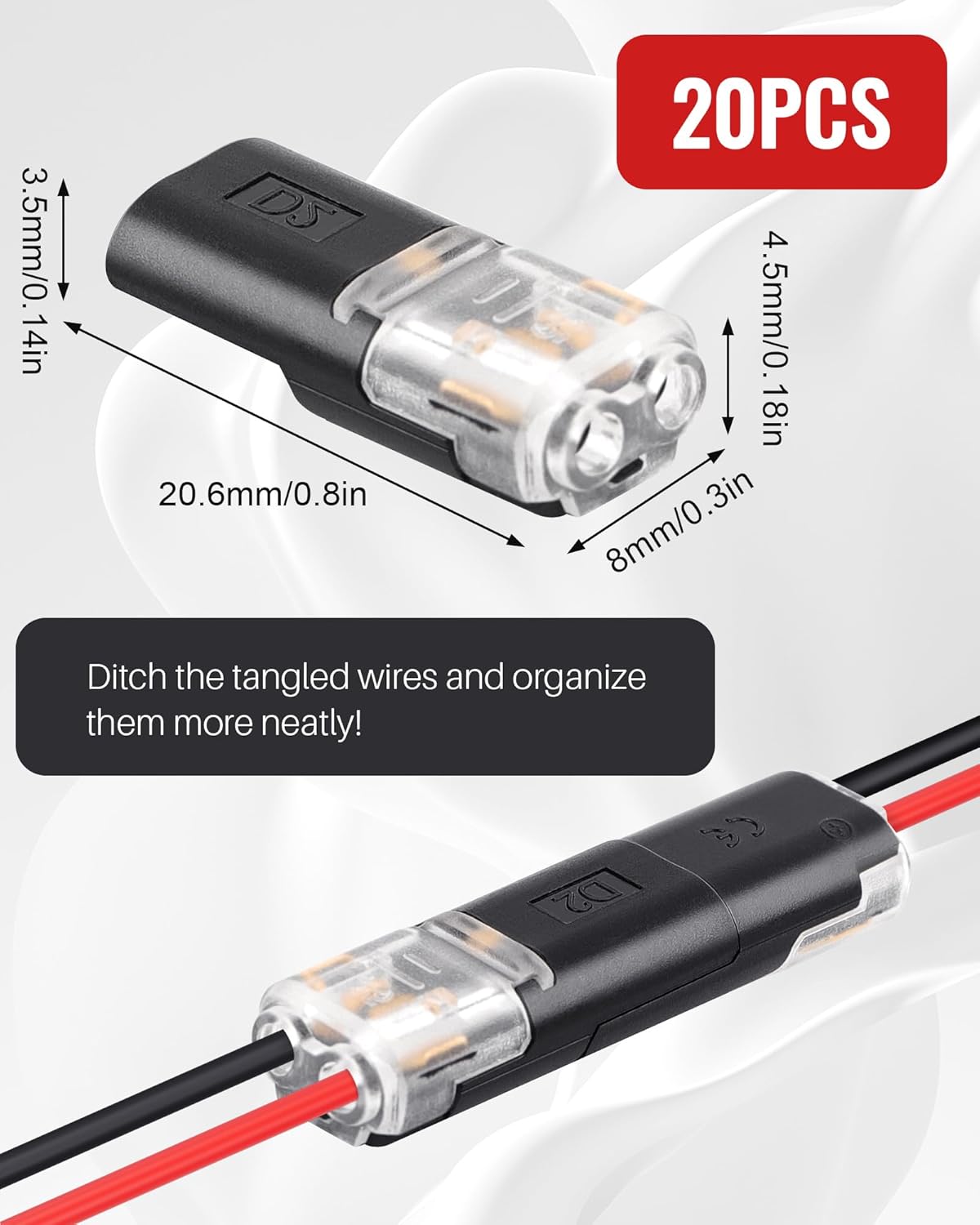 20 Conectores Cable Bajo Voltaje Con Hebilla Bloqueo Para Luces LED