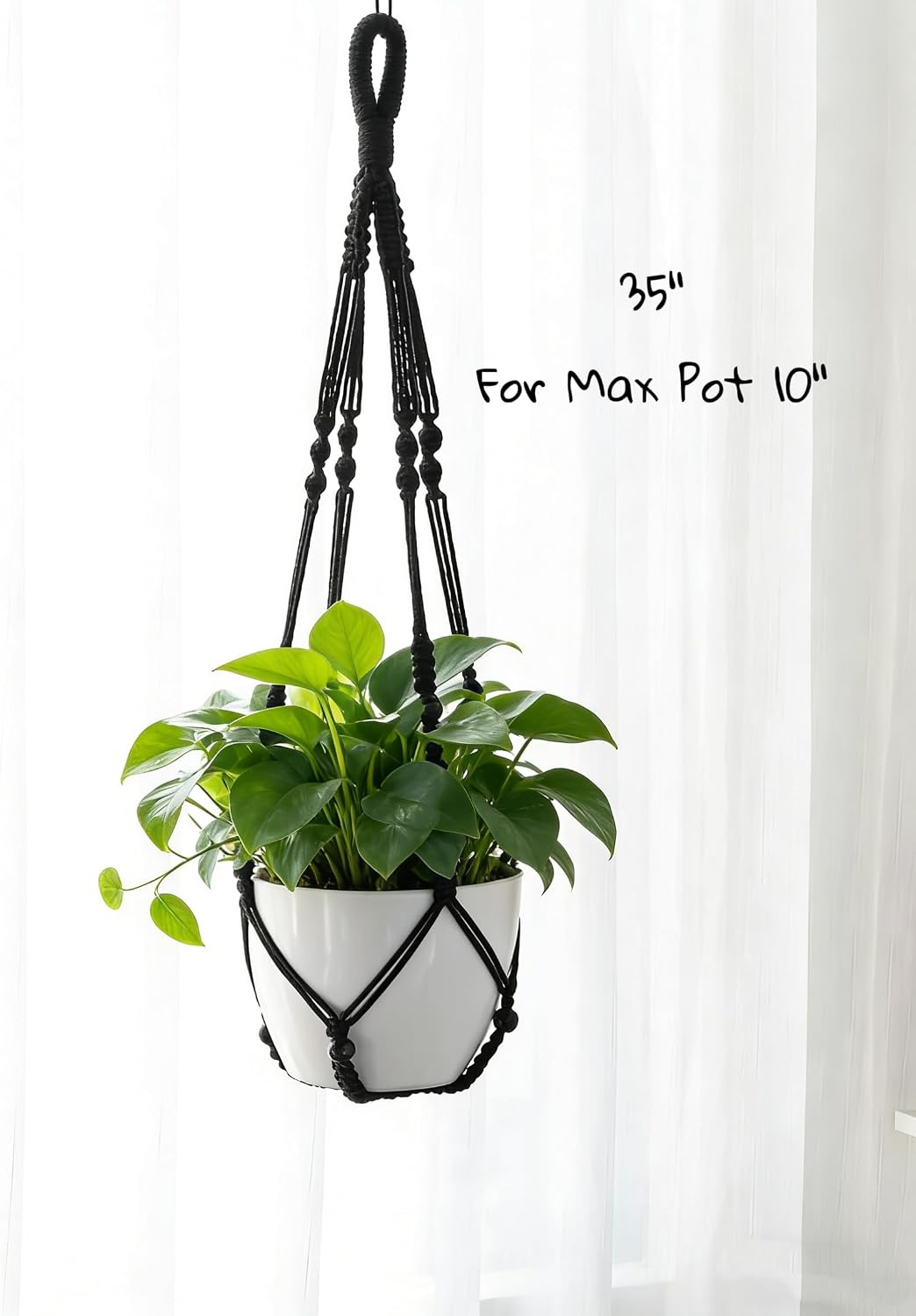 Percha macramé para plantas colgante grande negra
