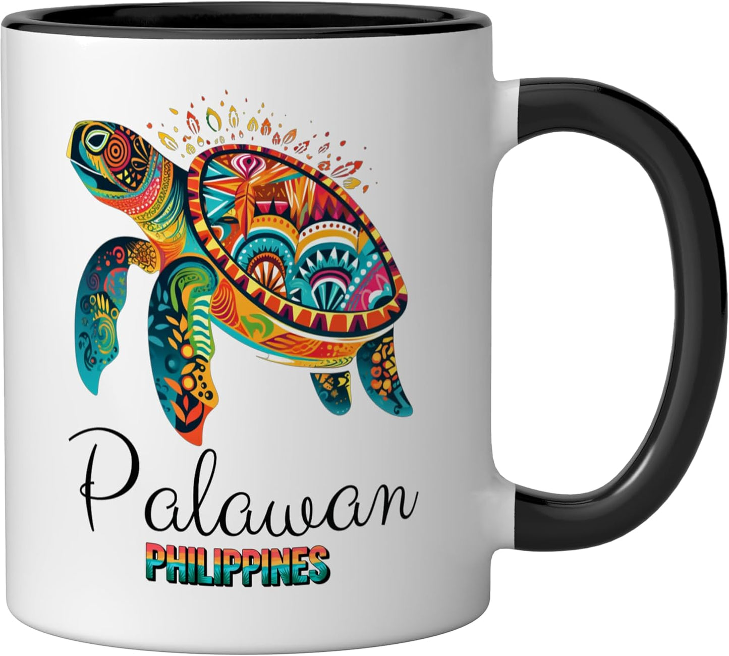 Taza cerámica Palawan Filipinas negra/blanca
