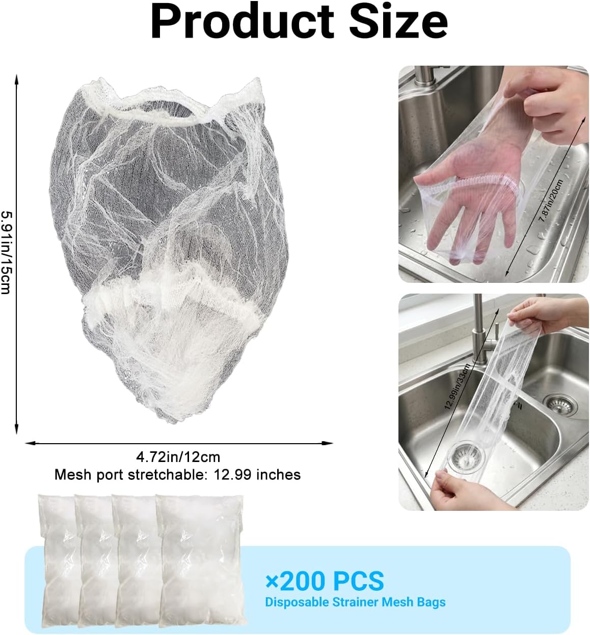 200 Bolsas Coladoras Doble Capa para Soporte Fregadero