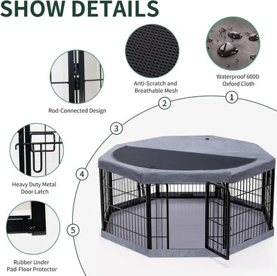 Corral metal perros 22x24pulg con cubierta
