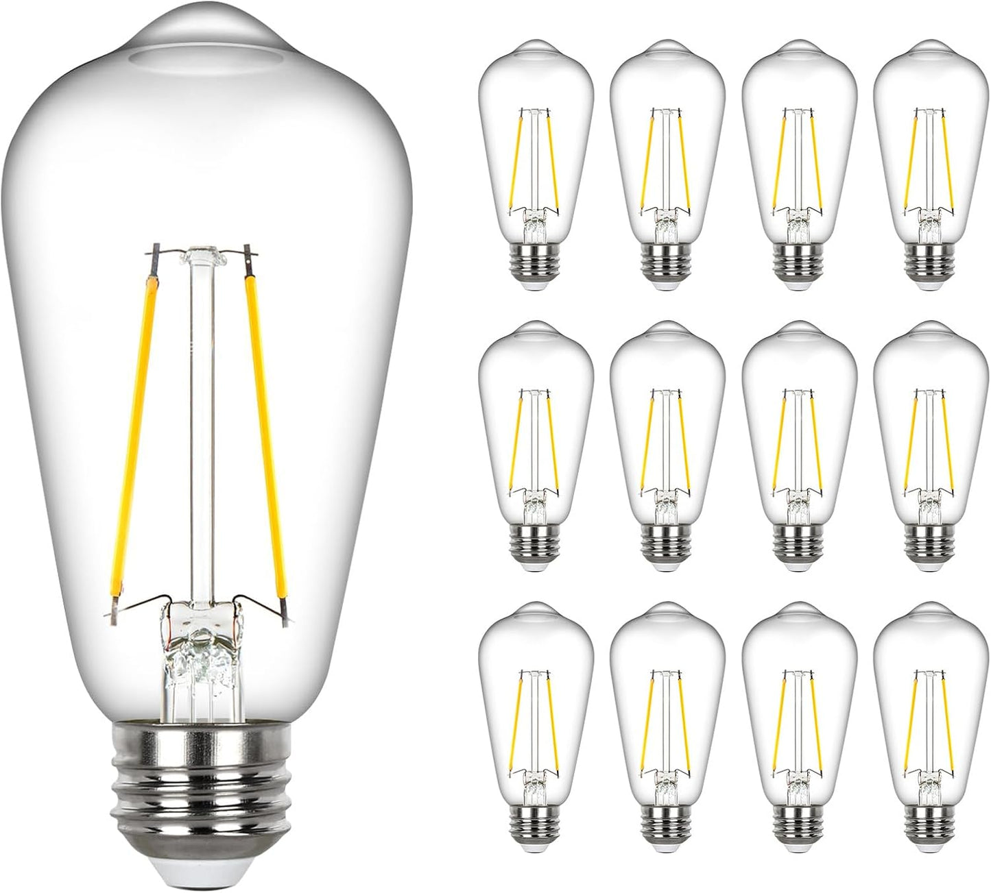 Bombilla LED Edison 60W blanco suave 2700K pack 12