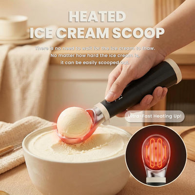 Scooper de helado eléctrico recargable con display LED 158℉ negro