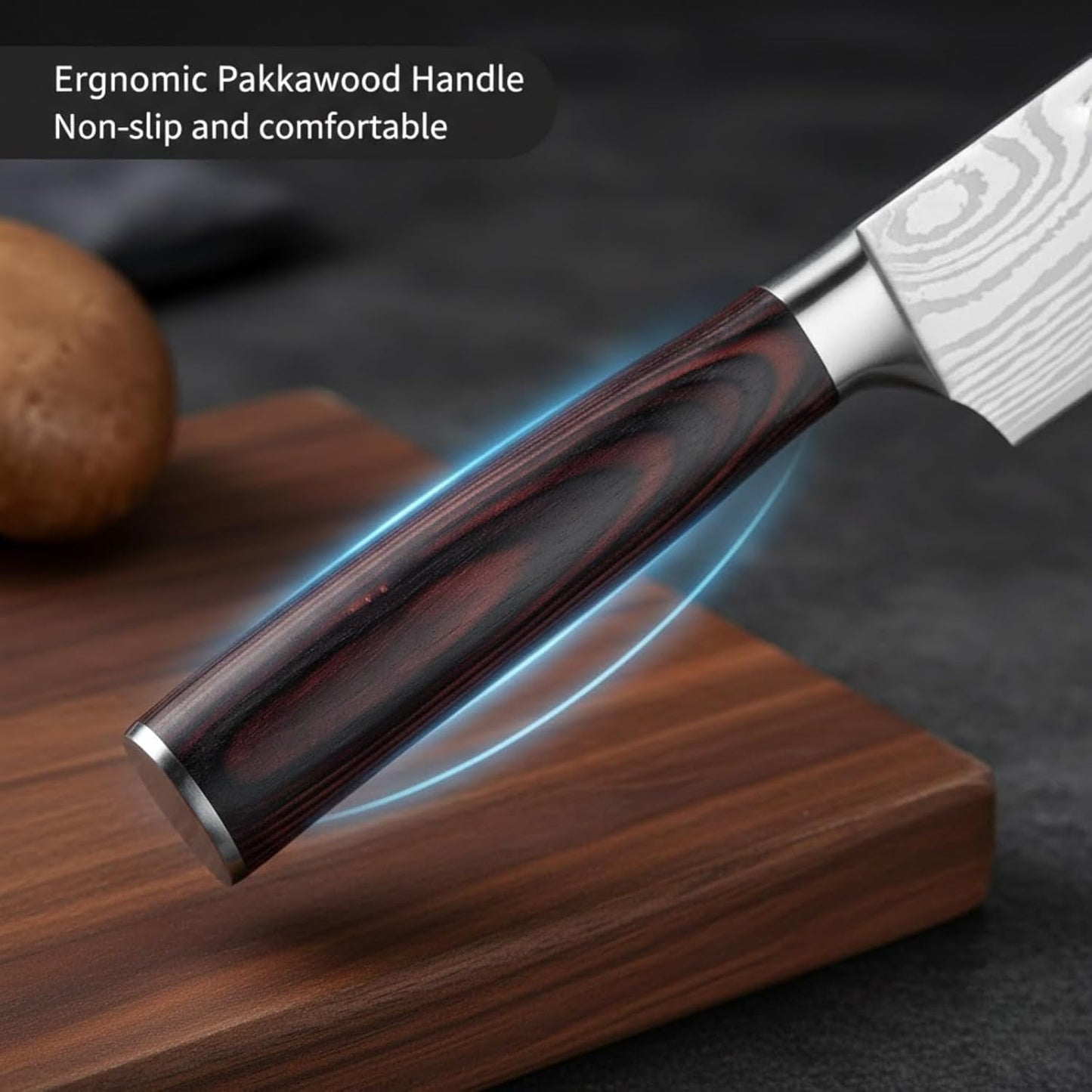 Set 4 Cuchillos Chef Acero Inox Pakkawood Ergonómico