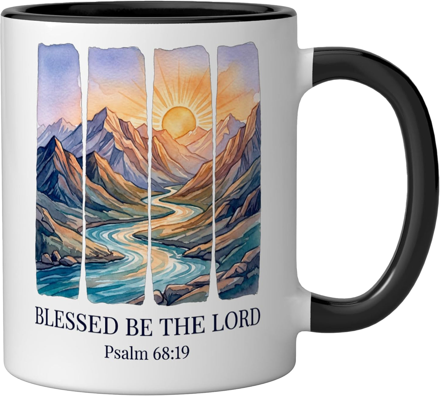 Taza Cerámica Versículo Biblia Psalm 68 19 Negro/Blanco