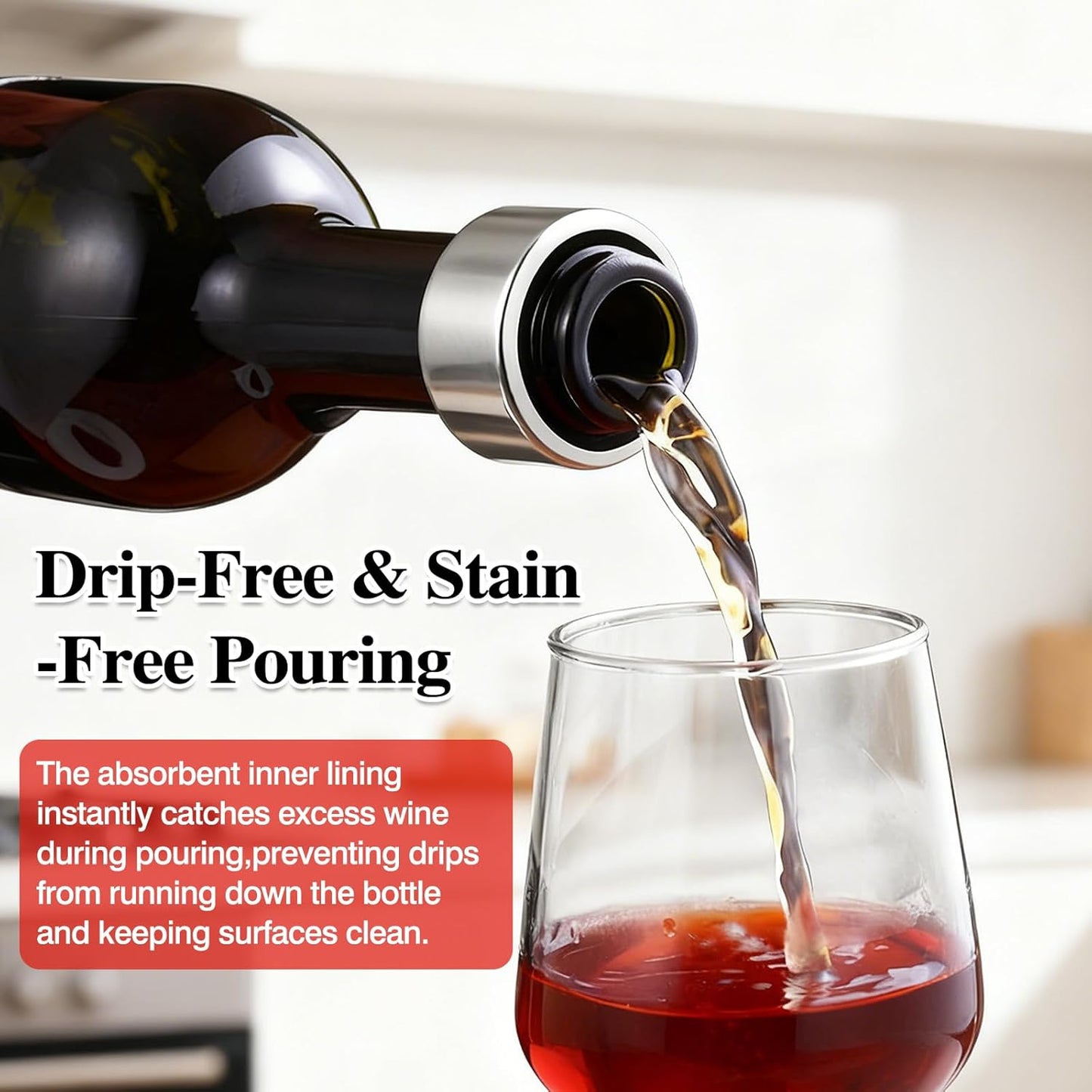 4 Collares Acero Inox para Botellas Vino Forro Fieltro