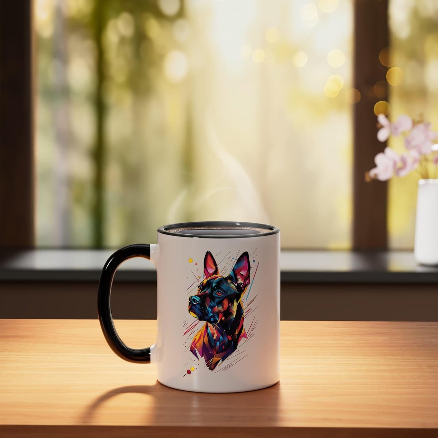 Taza cerámica para perro negra/blanca