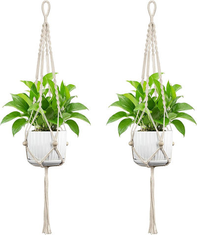 Colgador macramé para macetas 4-12pulg 44pulg pack 2 marfil