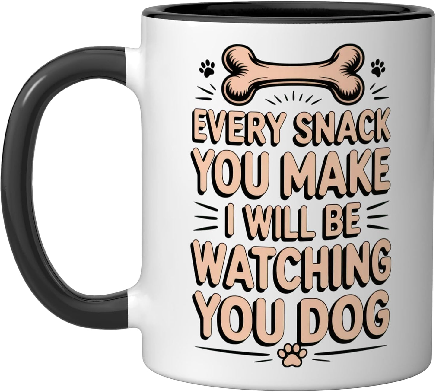 Taza Cerámica para Perros Negro/Blanco