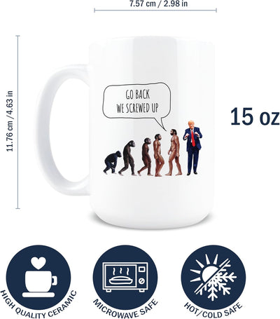 Taza de café con texto en inglés Go Back We Screwed Up cerámica anti Trump