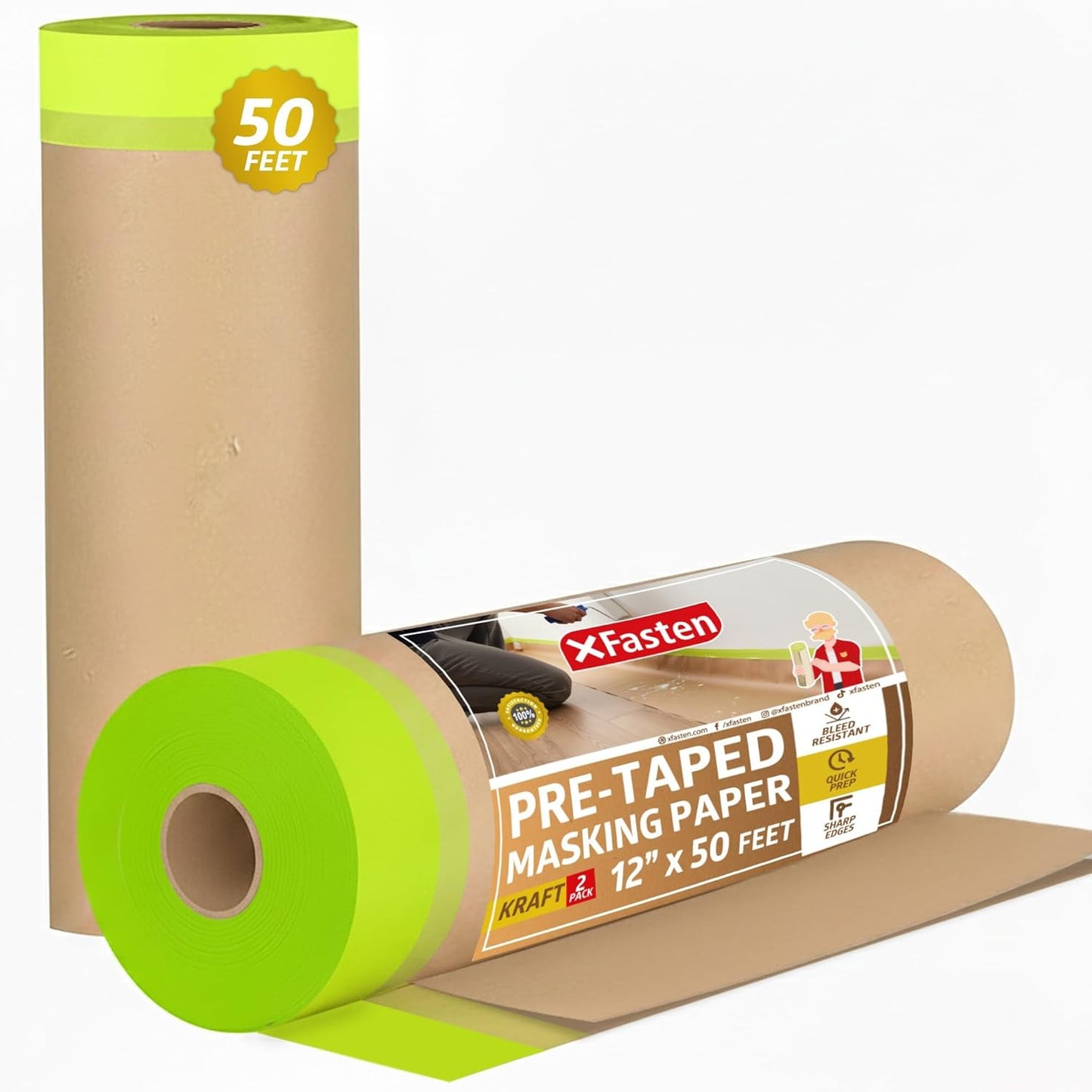 Papel enmascarar precintado 12pulg x50ft paq 2