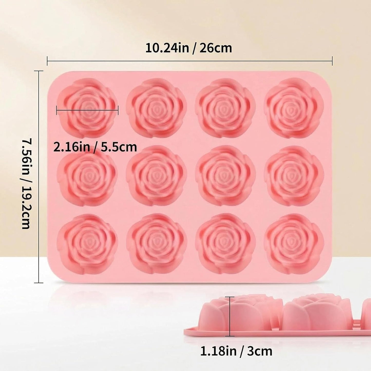 Moldes de silicona rosa 24 cavidades para chocolate, dulces, cubos de hielo y decoraciones