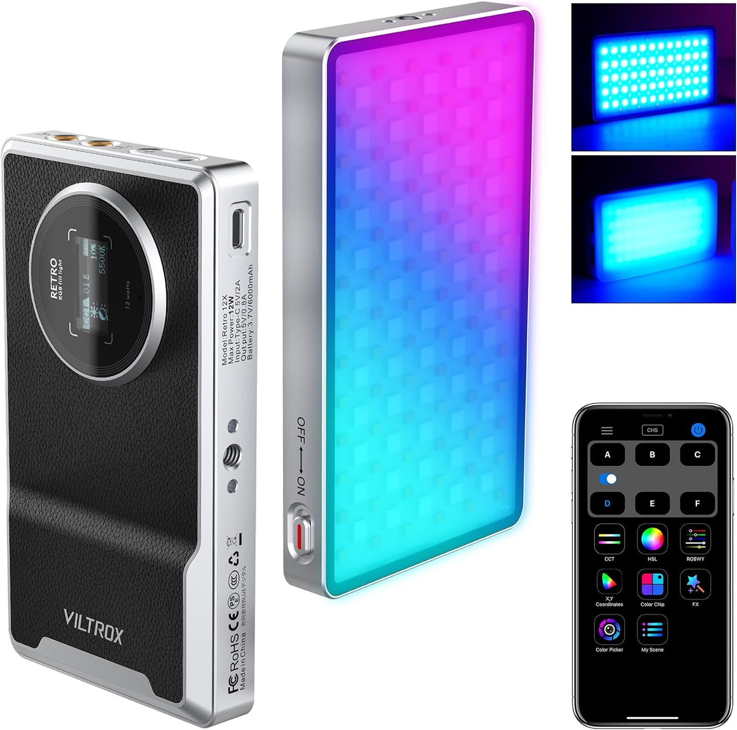 Luz cámara RGB batería 22Wh CRI97 2500K-8500K