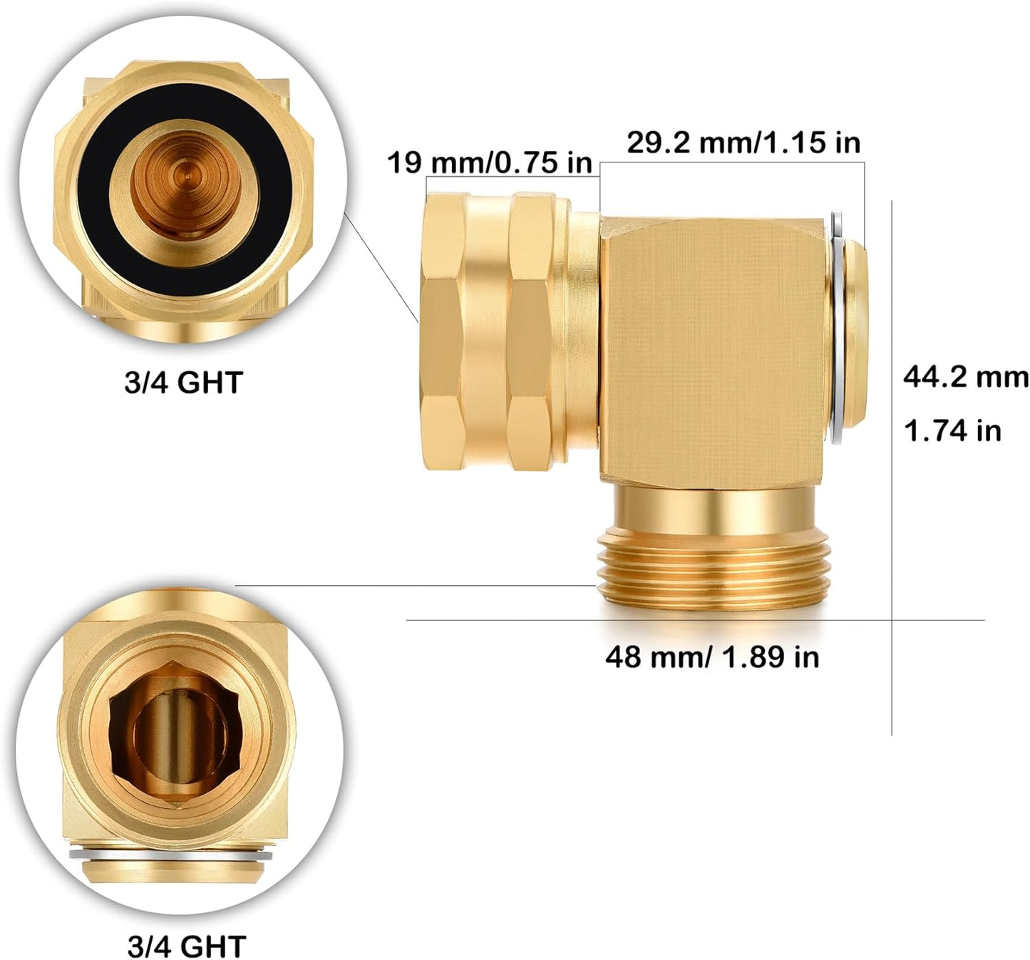 Conector codo giratorio manguera jardín latón 90grados pack 1
