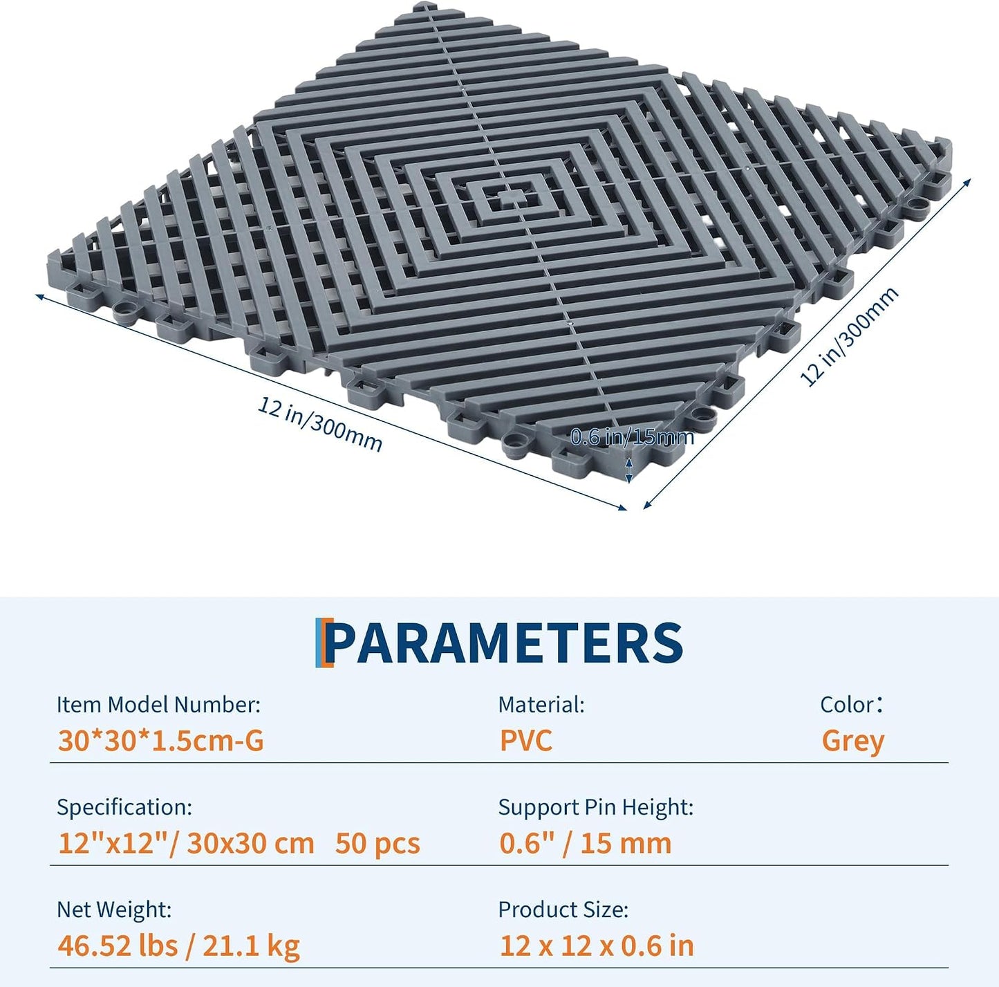 Alfombrillas impermeables 12x12pulg para garaje gimnasio