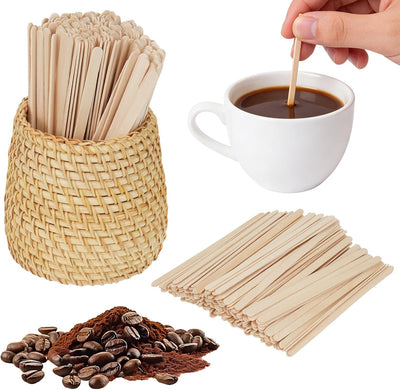 100 Pzas Agitadores Café Madera Ratán