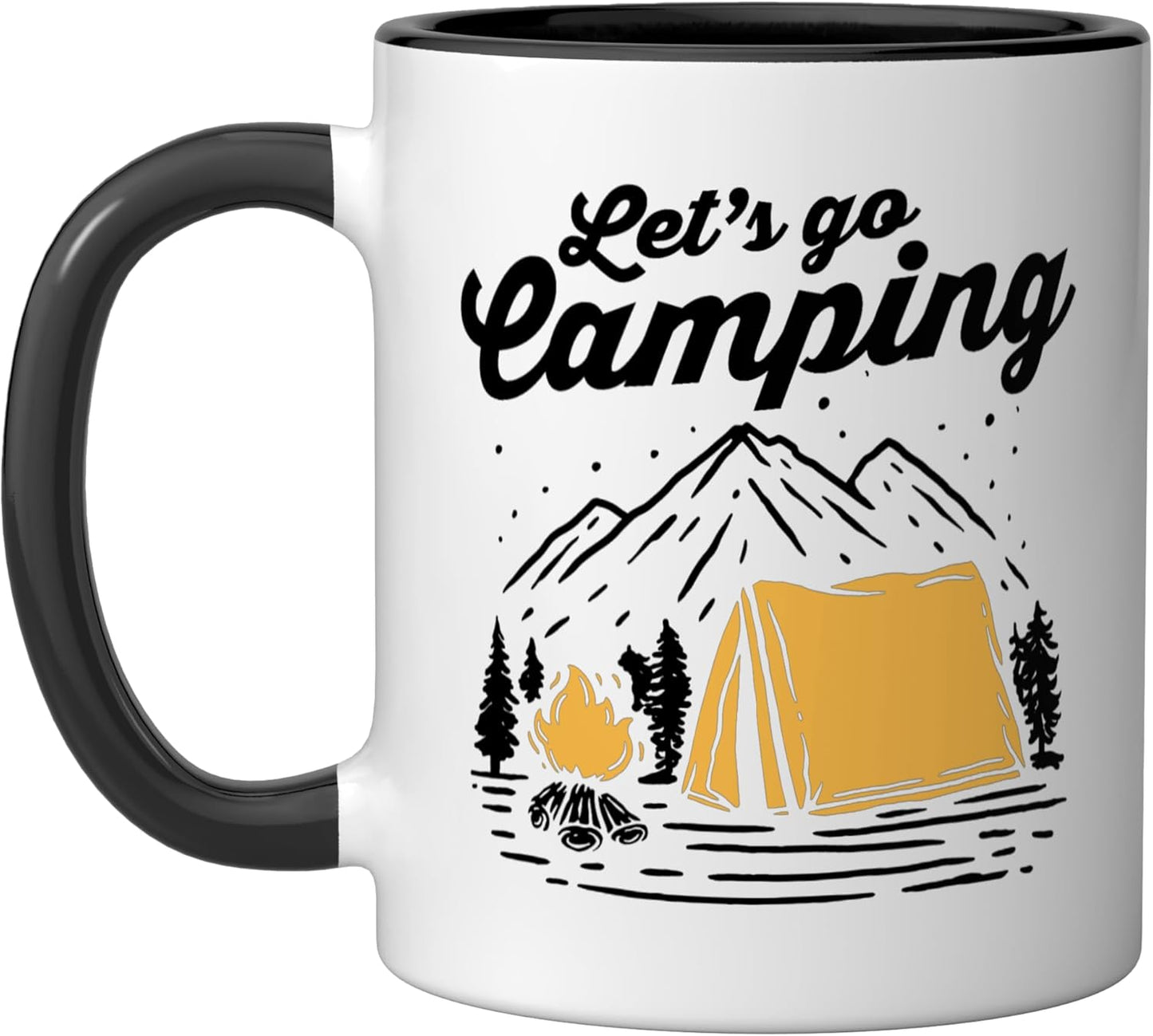 Taza cerámica para camping divertida negra/blanca