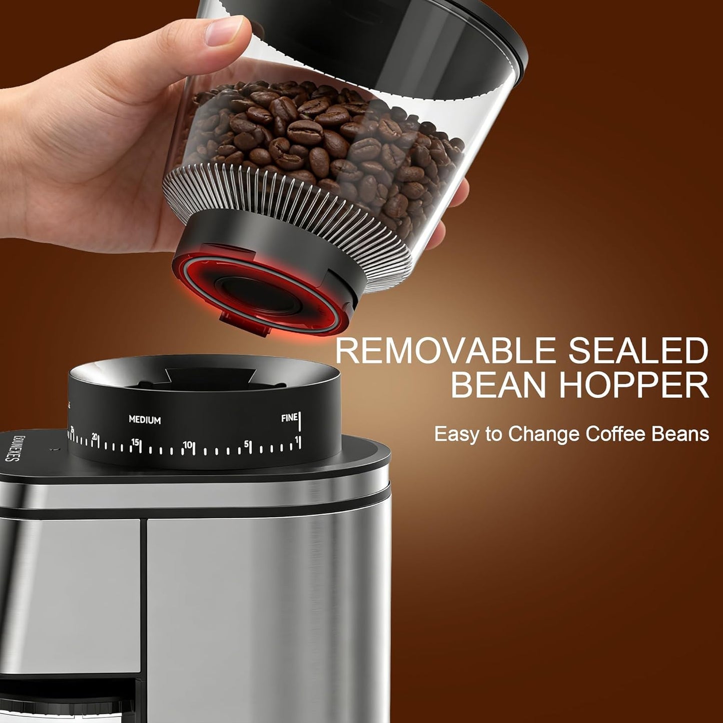 Molinillo café eléctrico acero inox ajustable 30 posiciones