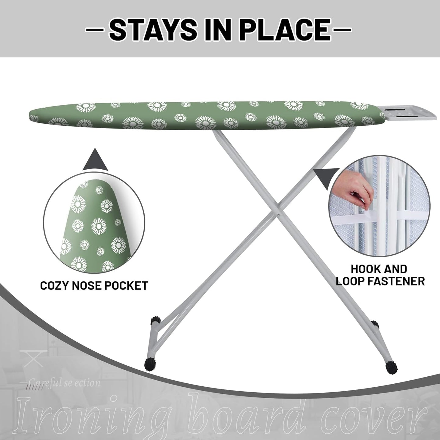 Funda almohadilla plancha 15x54pulg resistente floral verde