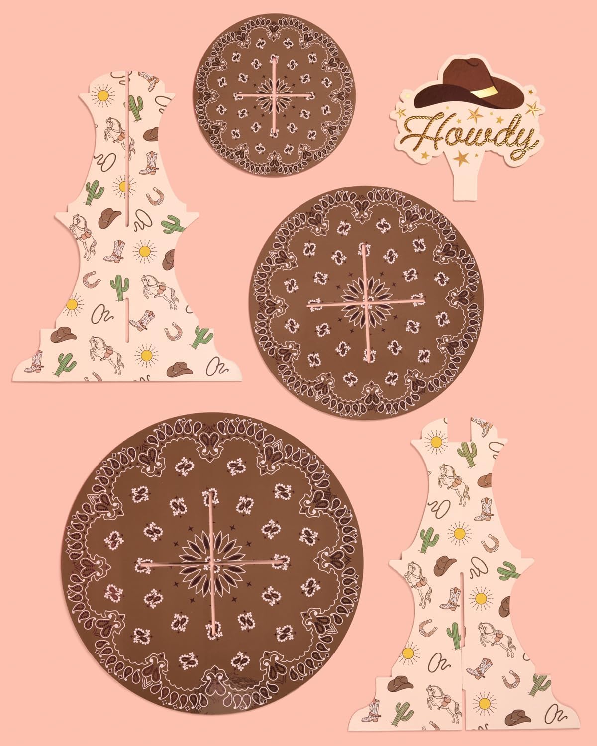 Soporte para cupcakes occidentales 3 niveles fiesta de vaquero