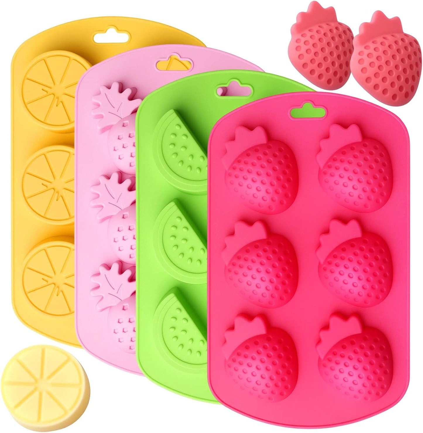 Set 4 Moldes Silicón Frutas Gomitas Chocolate Gelatina