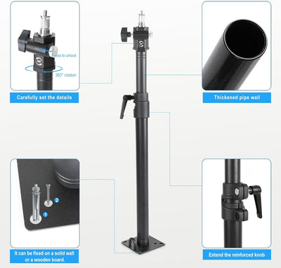 Soporte cámara techo estudio rotación 360 brazo 28pulg