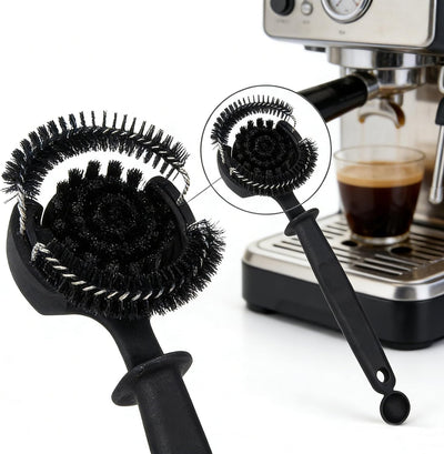 Cepillo para cabeza de grupo de cafetera expreso con cerdas de nailon 360° y deflector