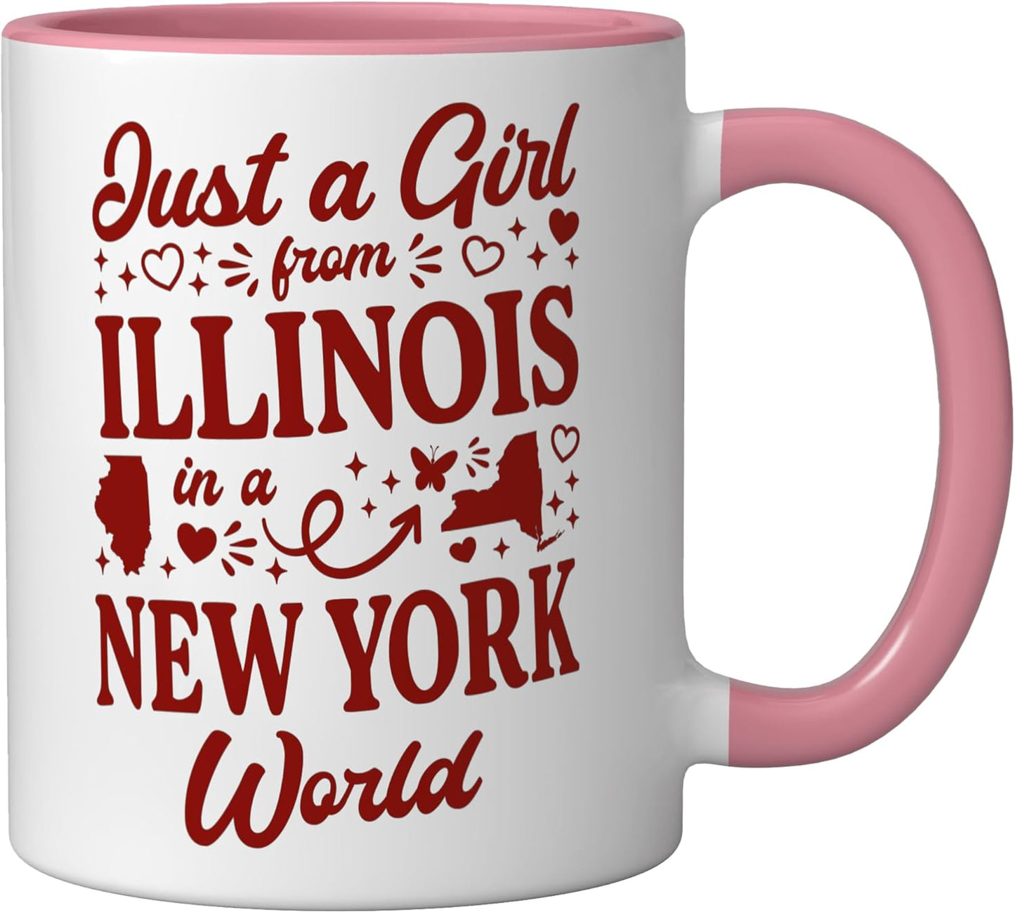 Taza Cerámica Just A Girl From Illinois Pink/White