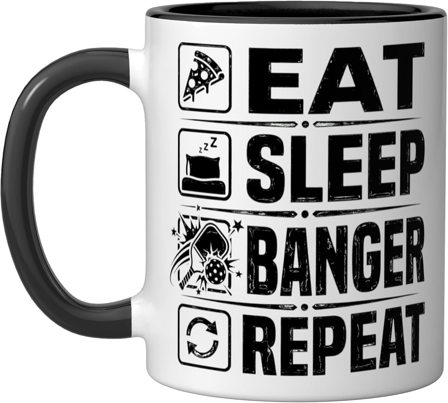 Taza Cerámica Pickleball Competitiva Negro/Blanco