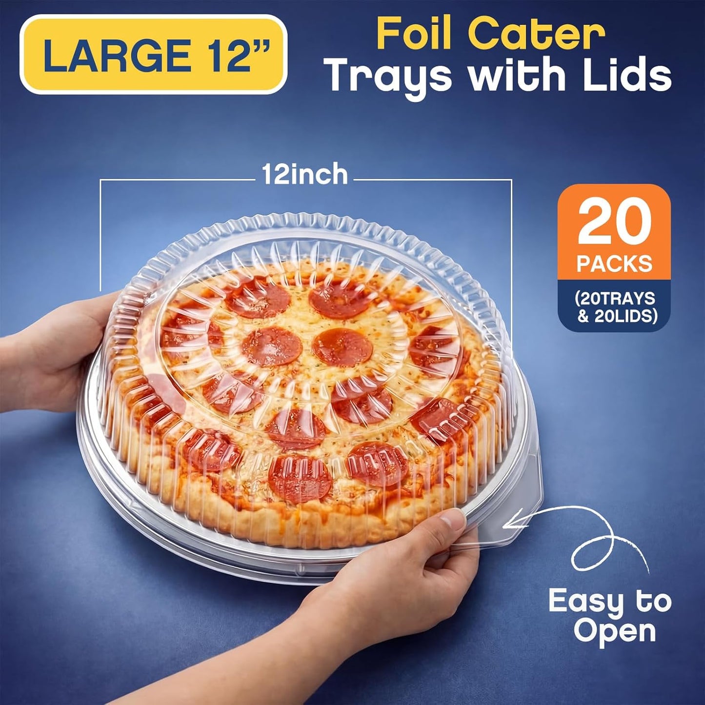 20 Pzas Bandejas Aluminio 12pulg para Catering con Tapas
