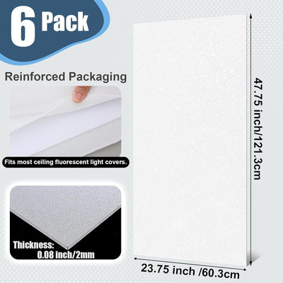 6 Pzas Difusores Luz Fluorescente 23.75x47.75pulg Poliestireno