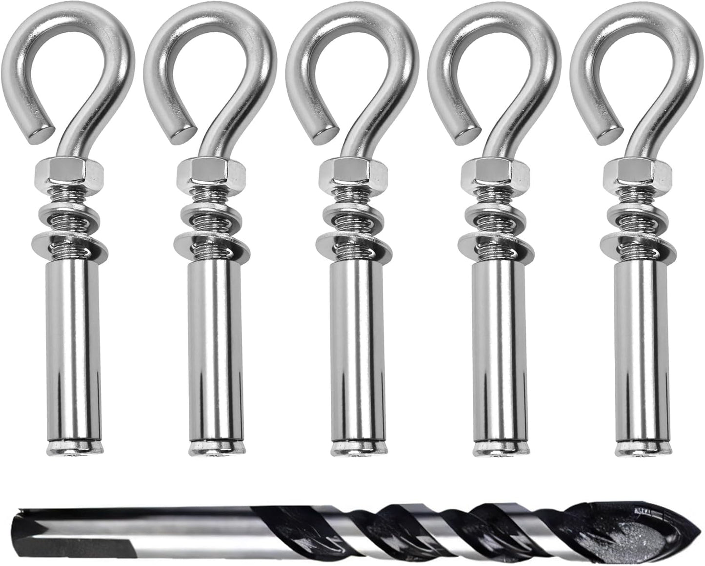 Set 5 ganchos acero inox para hormigón anclaje expansión