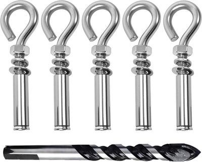 Set 5 ganchos acero inox para hormigón anclaje expansión
