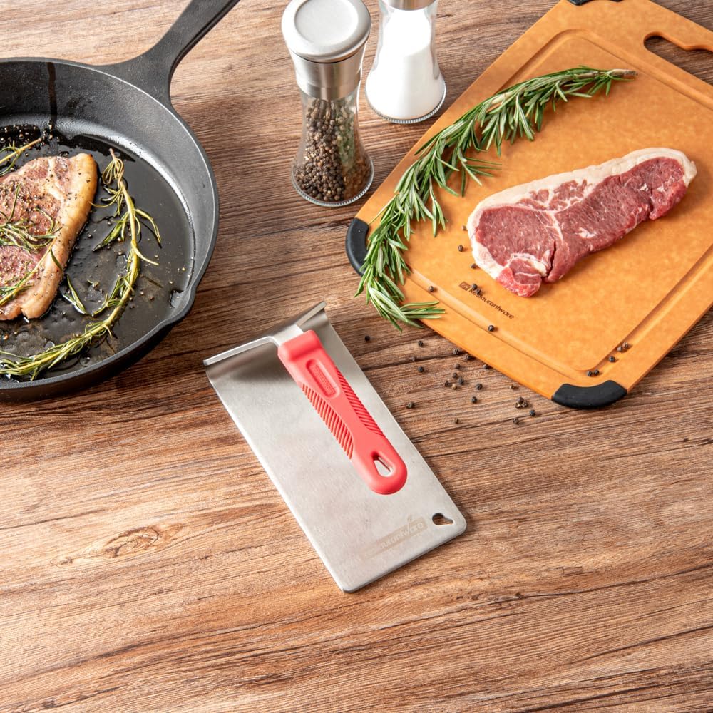 Prensa carne acero inox 8.5x4.3pulg mango silicona