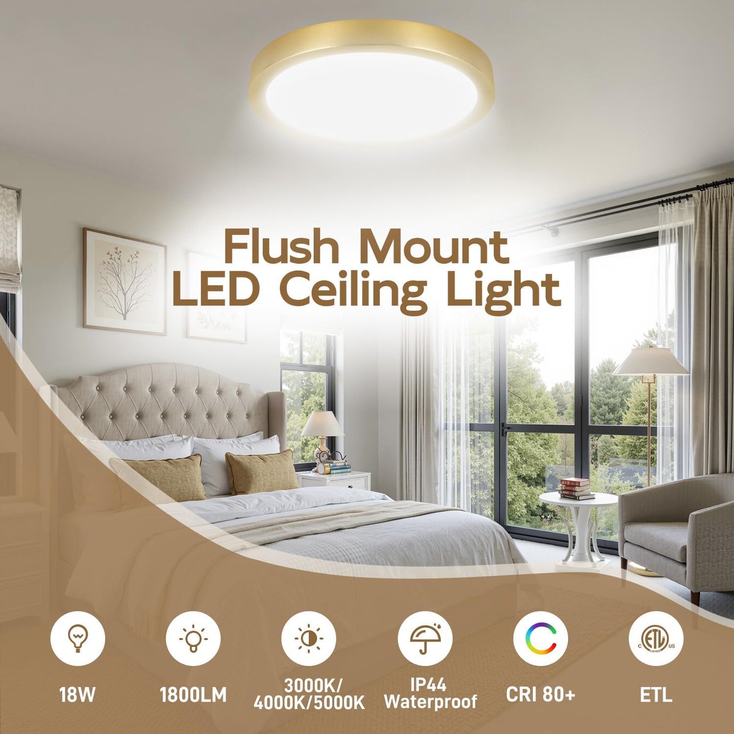 4 Lámparas LED Techo Regulables 9pulg 3CCT Dorado