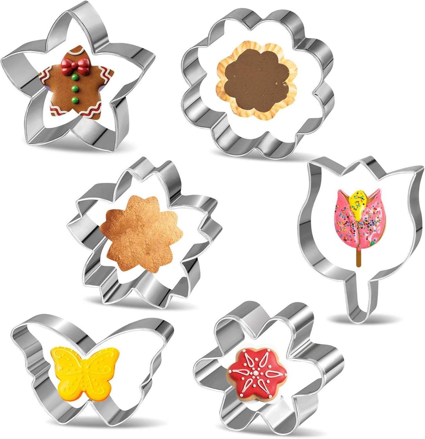 Cortadores galletas flores tulipán mariposa estrella