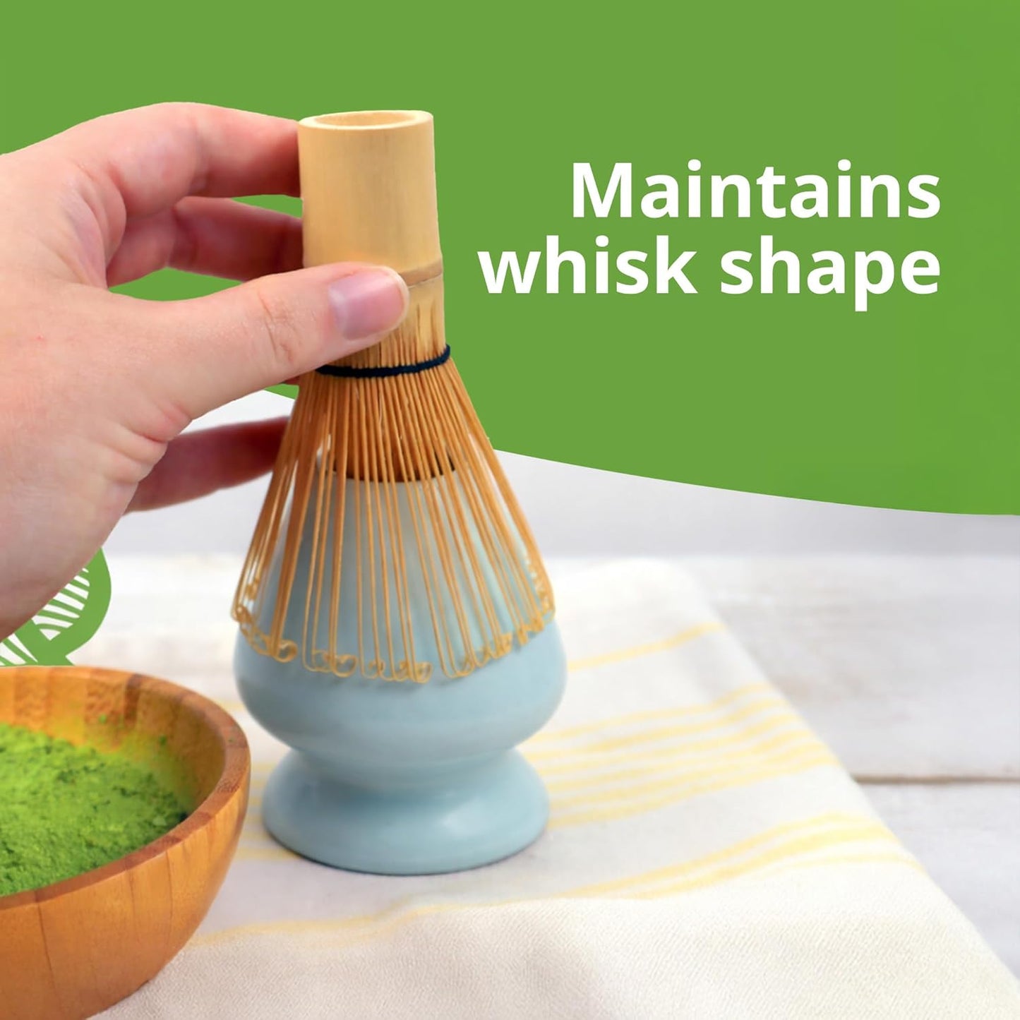 Soporte cerámica batidor matcha azul claro para bambú Chasen